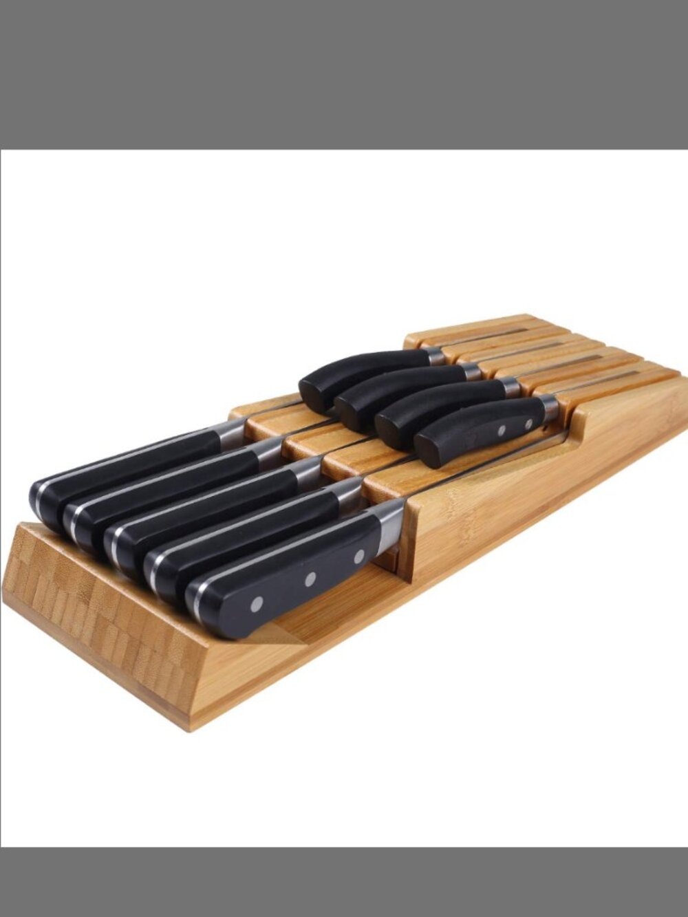 NEW NIUXX Bamboo In-Drawer Knife Block Set for 9 Knives Cutlery Organizer